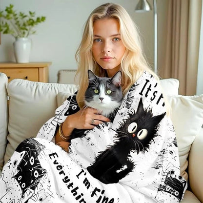 Cat Blanket, Black Cat Gifts for Cats Lovers