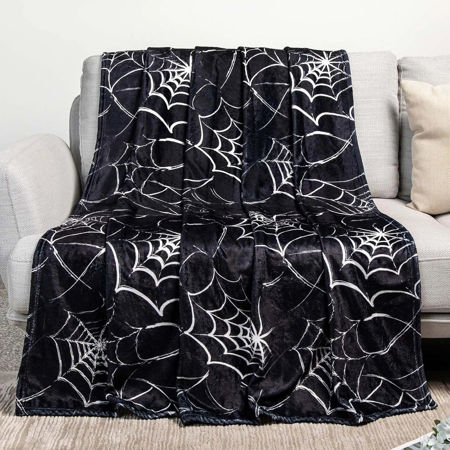 Gothic Black Spiderweb Blanket