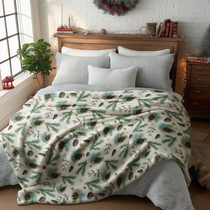 Pine Cone Christmas Holiday Blanket