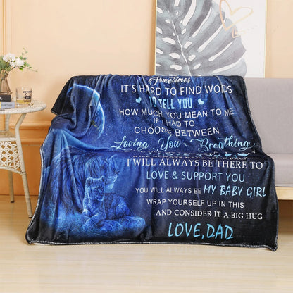 To My Daughter Lion Dad Blanket Space