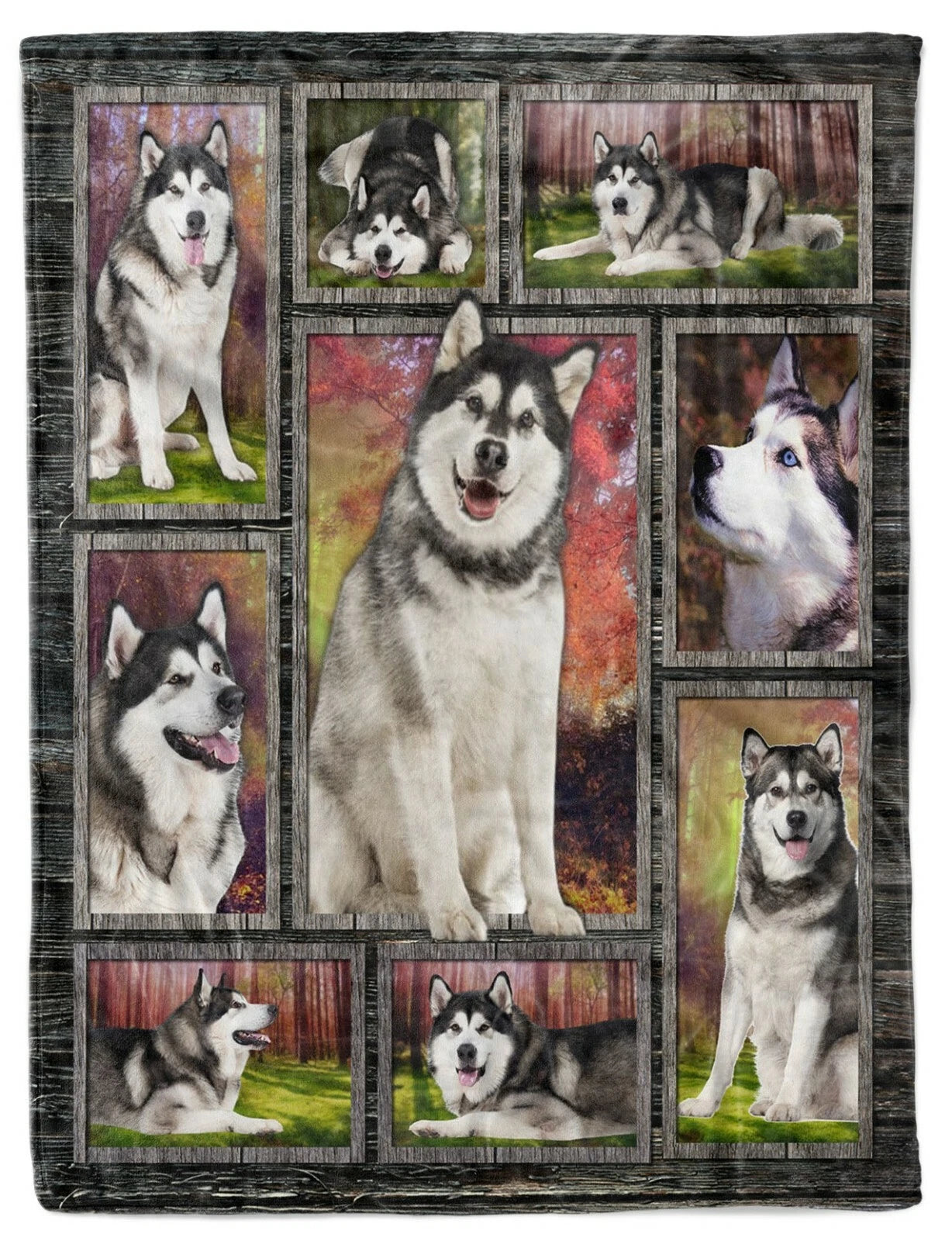 Husky Malamute Photo Collage Blanket