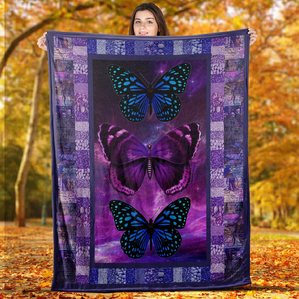 Blue & Purple Butterfly Galaxy Blanket