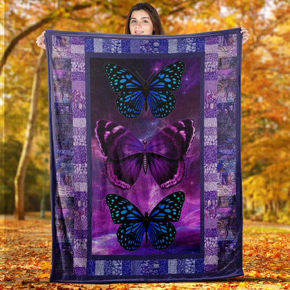 Blue & Purple Butterfly Galaxy Blanket