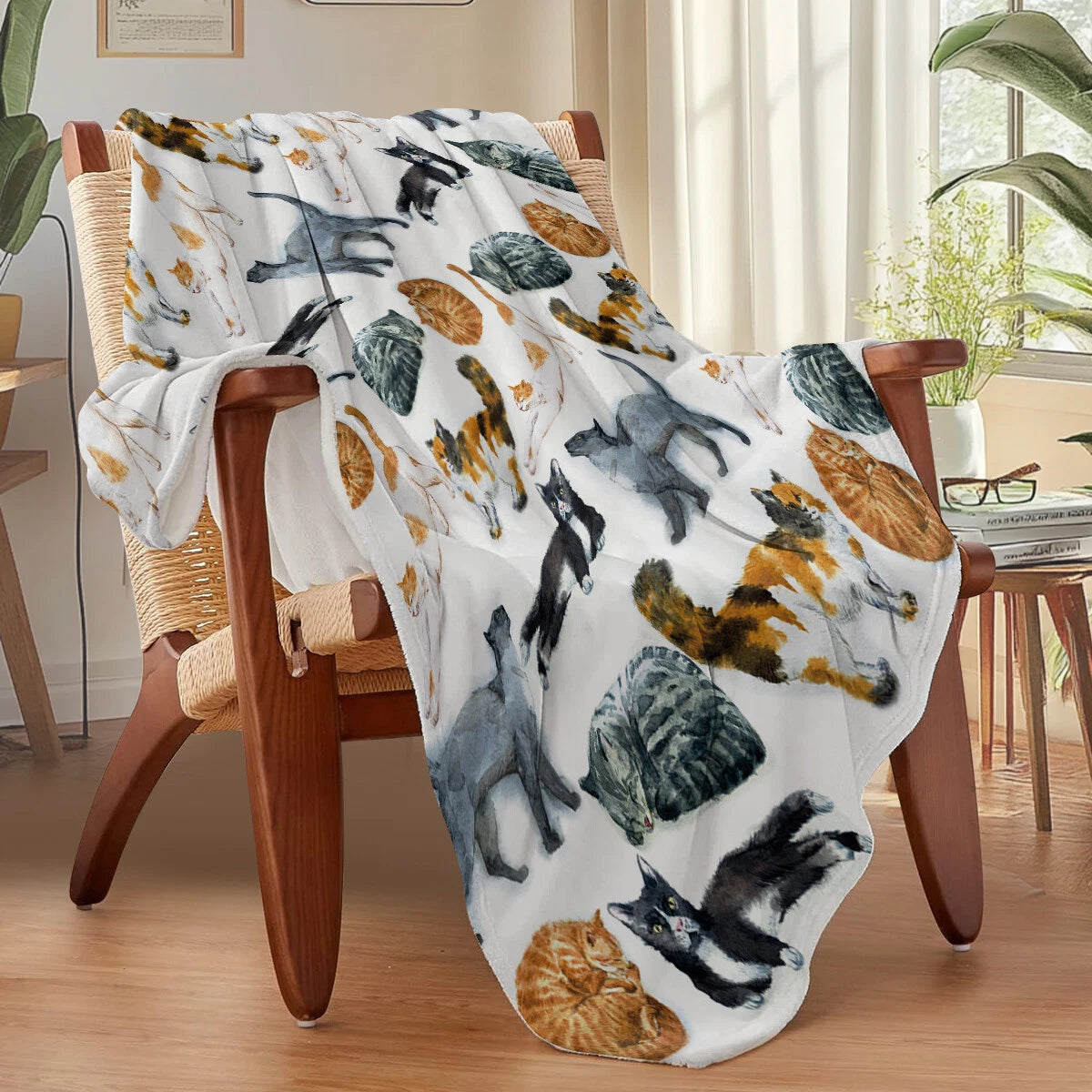 Cat Pattern Blanket, Kitten Lover Gift