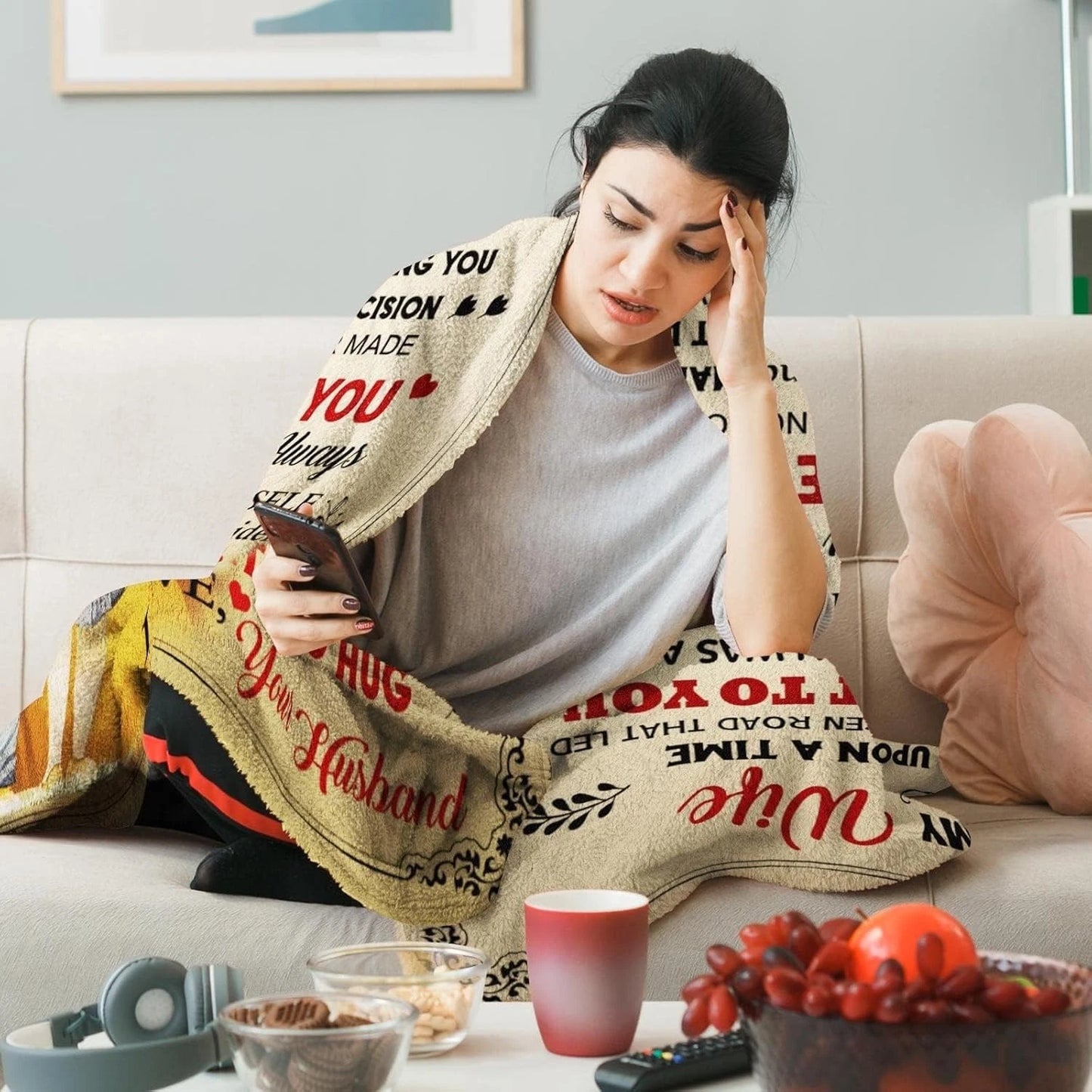 To My Wife Love Quotes Blanket Couple