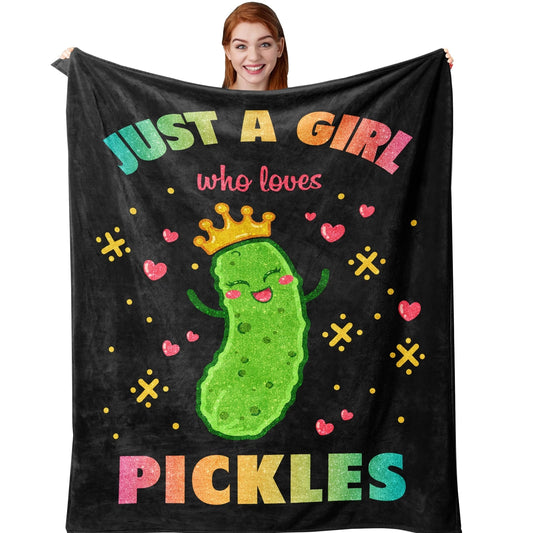 Funny Glitter Pickle Queen Black Blanket Gift