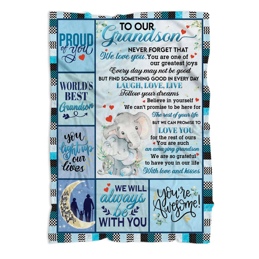 To Our Grandson Elephant Quotes Throw Blanket