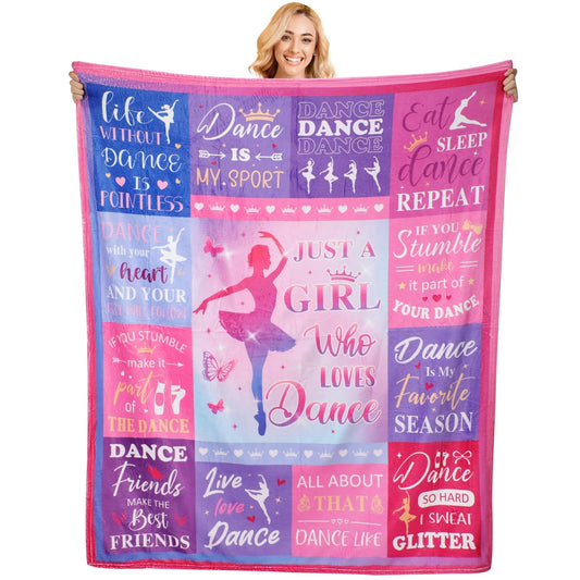 Pink Eat Sleep Dance Repeat Ballerina Blanket