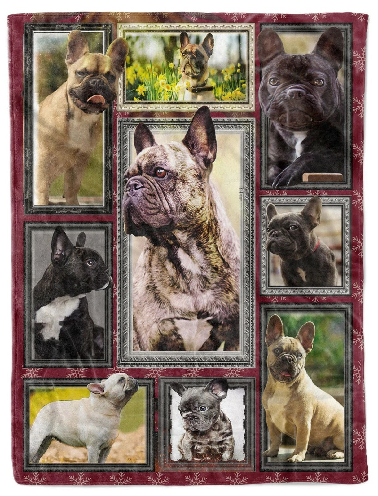 French Bulldog Photo Collage Blanket