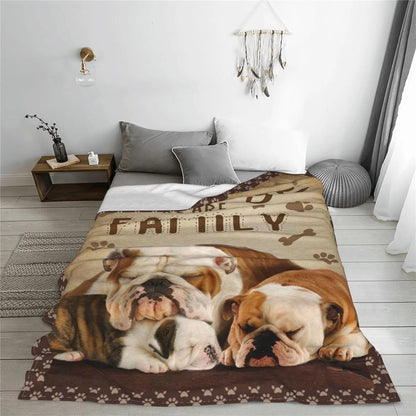 Bulldog Family Dog Lover Blanket For Dog