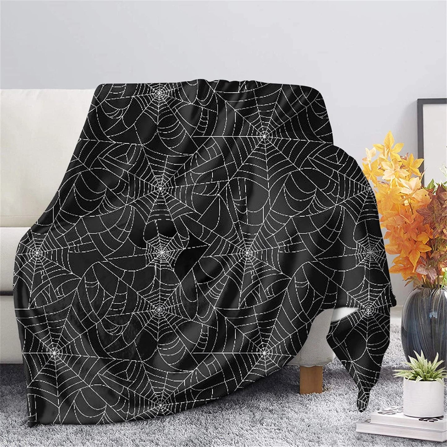 Gothic Black Spiderweb Blanket For Spider