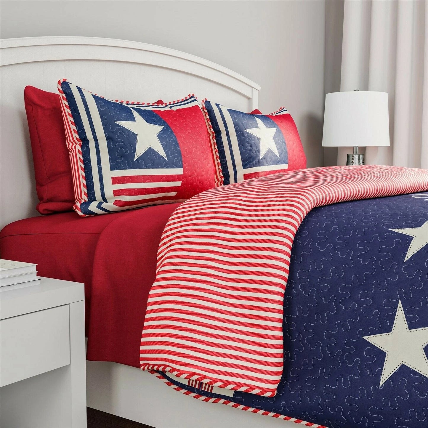 Patriotic Betsy Ross Stars Bedding Set, US Flag Decor