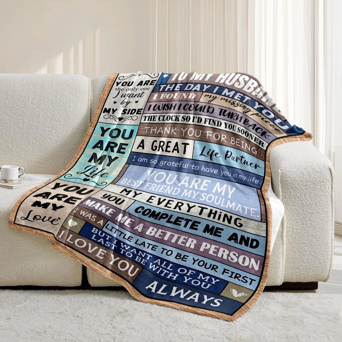 To My Husband Romantic Quotes Couple Blanket