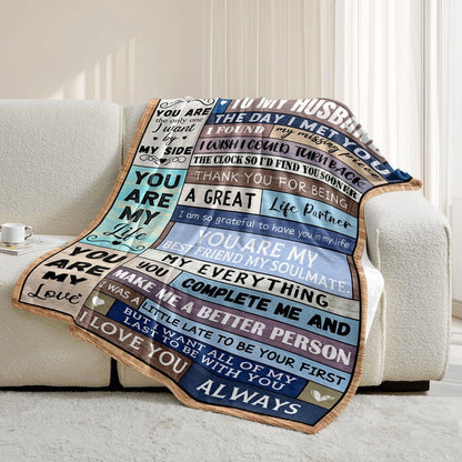 To My Husband Romantic Quotes Couple Blanket