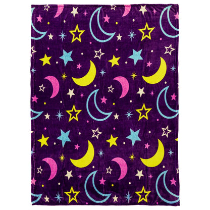 Purple Moon Stars Pattern Blanket