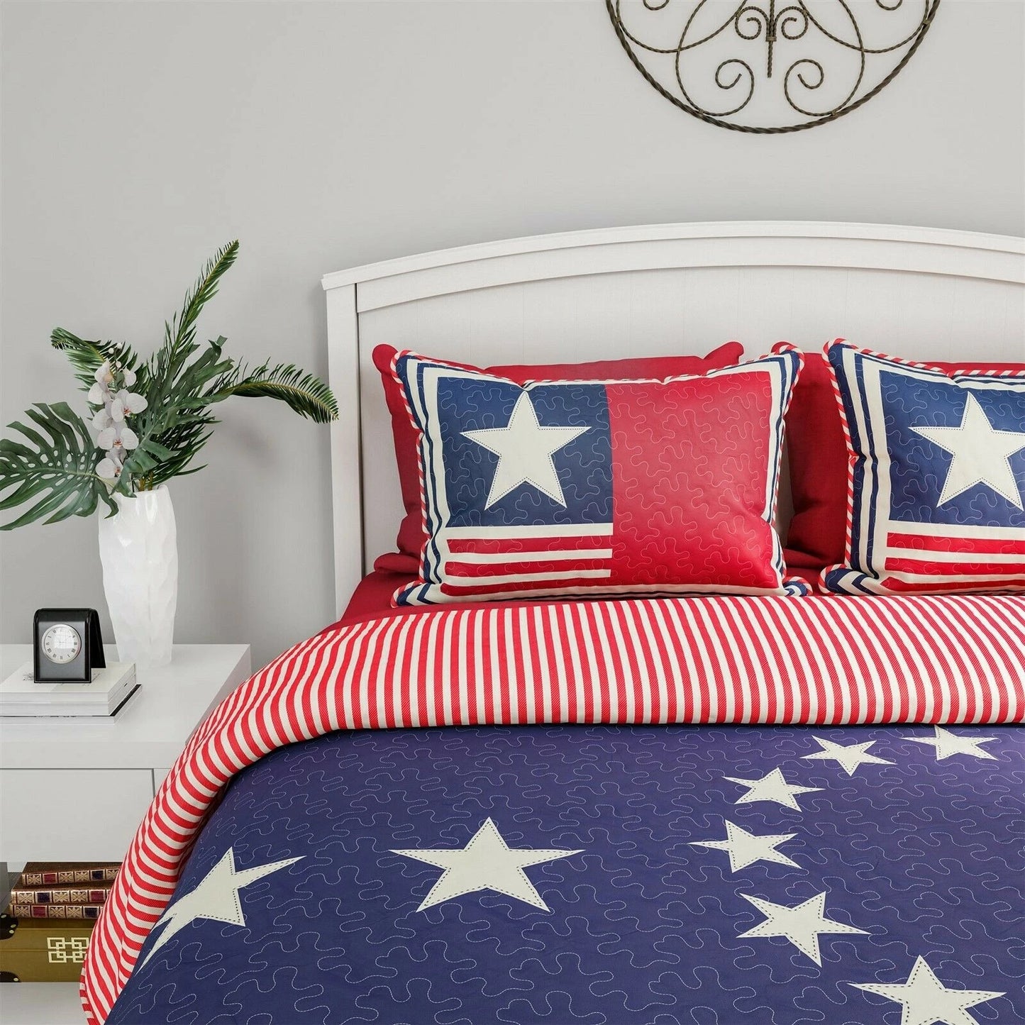 Patriotic Betsy Ross Stars Bedding Set, US Flag Decor