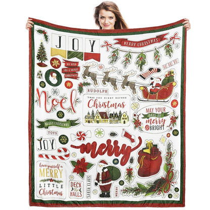 Christmas Blanket Santa Claus Reindeer Winter