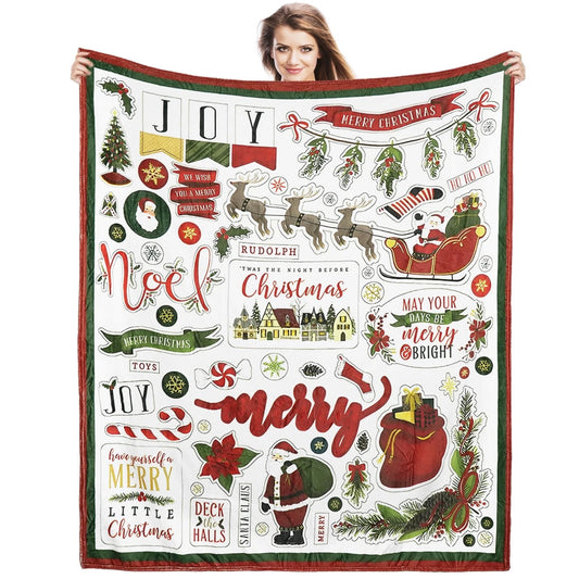 Christmas Blanket Santa Claus Reindeer Winter