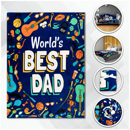 World's Best Dad Throw Blanket For Dad Gift