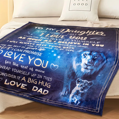 To My Daughter Dad Love Blanket Lion