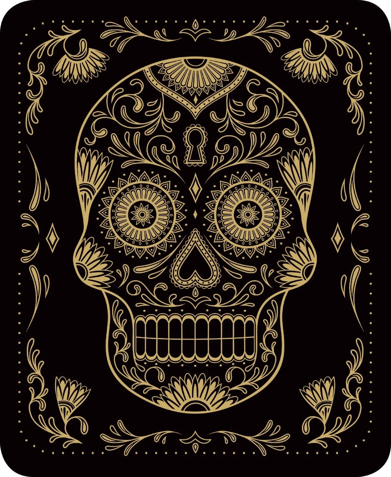 Gold Sugar Skull Day of the Dead Blanket