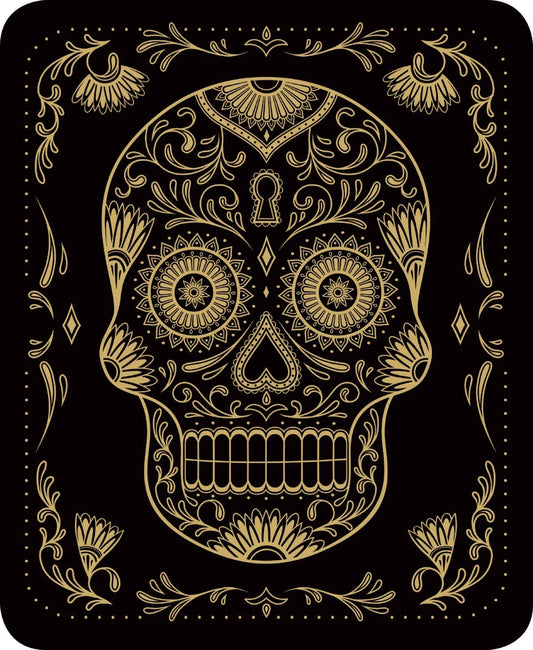Gold Sugar Skull Day of the Dead Blanket
