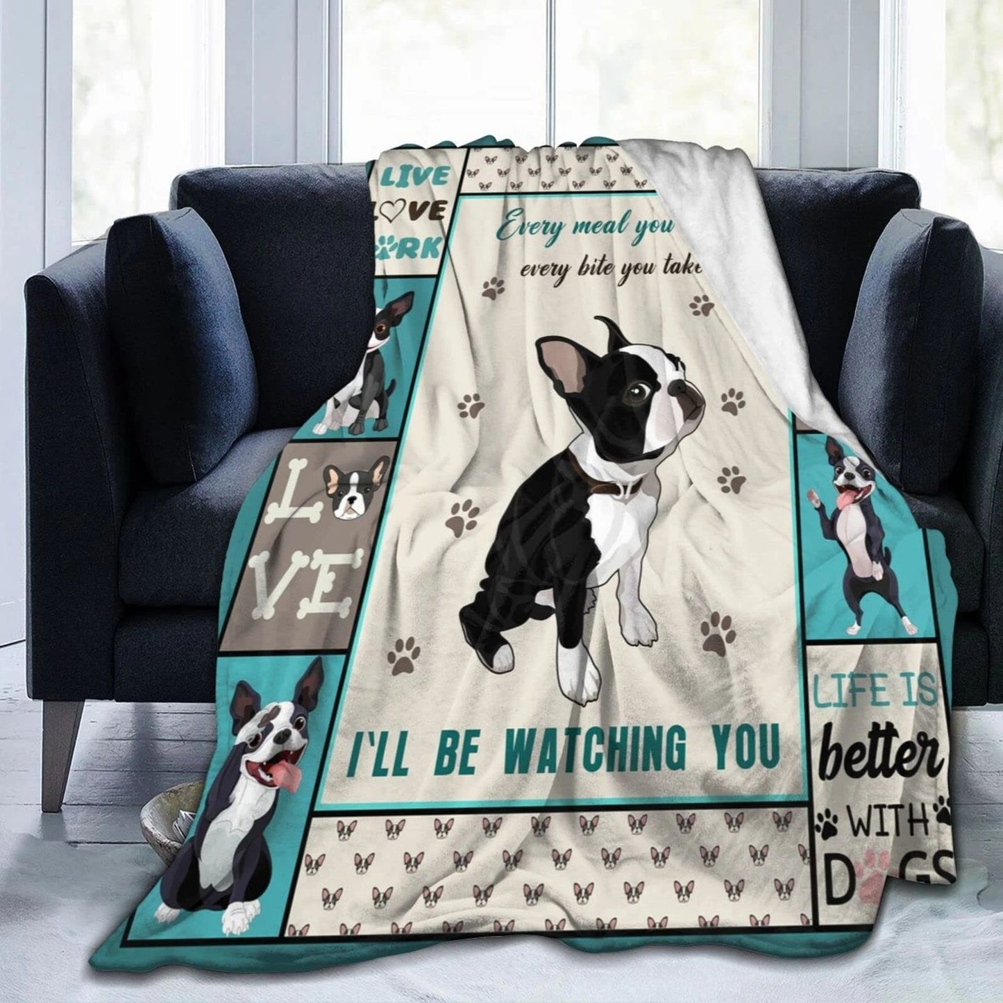 Boston Terrier Blanket, Soston Dog Love