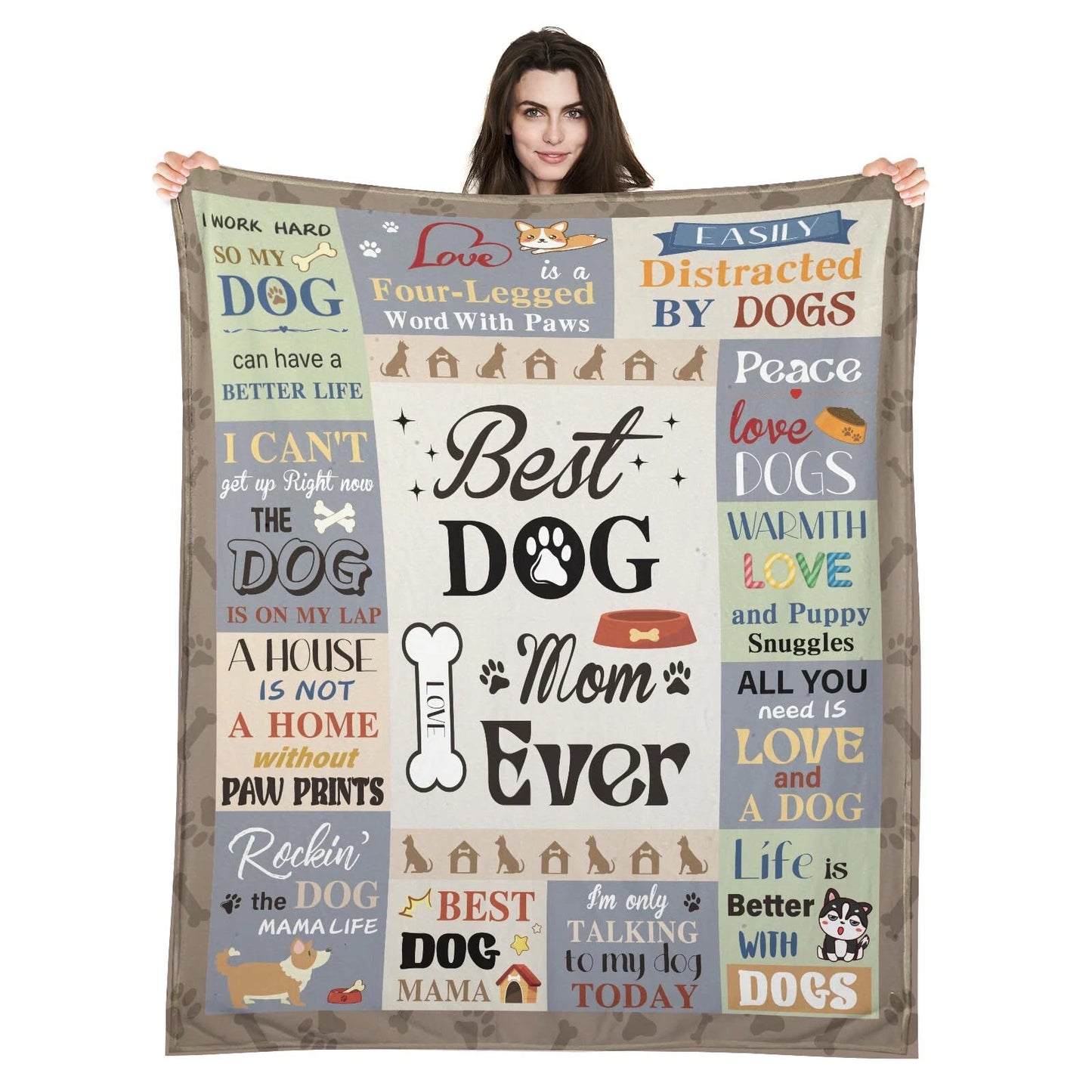 Best Dog Mom Ever Quotes Throw Blanket For Mom
