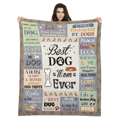Best Dog Mom Ever Quotes Throw Blanket For Mom