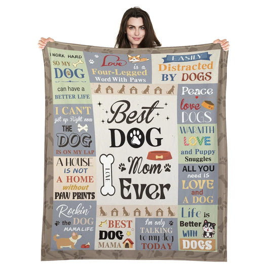 Best Dog Mom Ever Quotes Throw Blanket For Mom