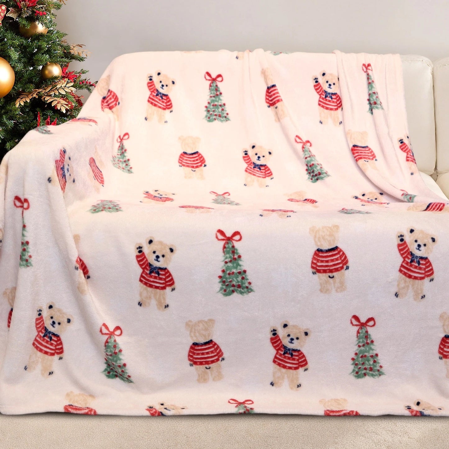 Christmas Teddy Bear Blanket, Holiday Kids Throw