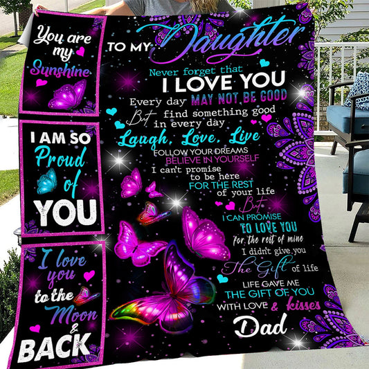 Butterfly To My Daughter I Love You Blanket