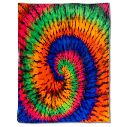 Tie-Dye Neon Soft Plush Hippie Rainbow Blanket