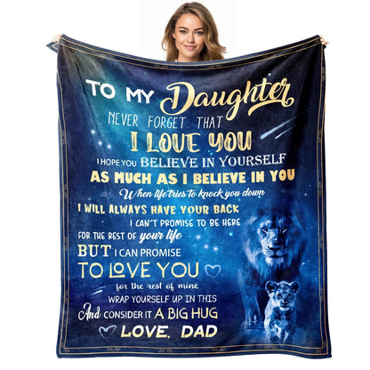 To My Daughter Dad Love Blanket Lion
