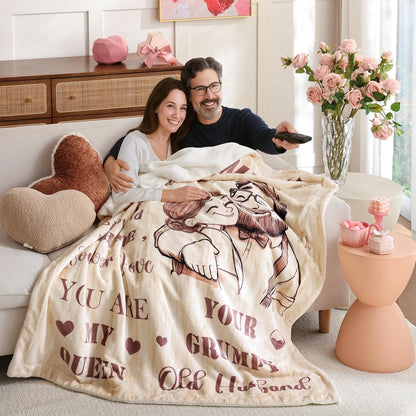 To My Wife Grumpy Husband Quotes Blanket Couple