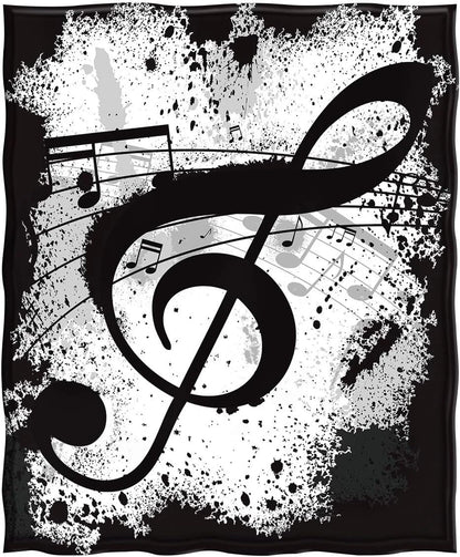 Treble Clef Music Art Black White Blanket