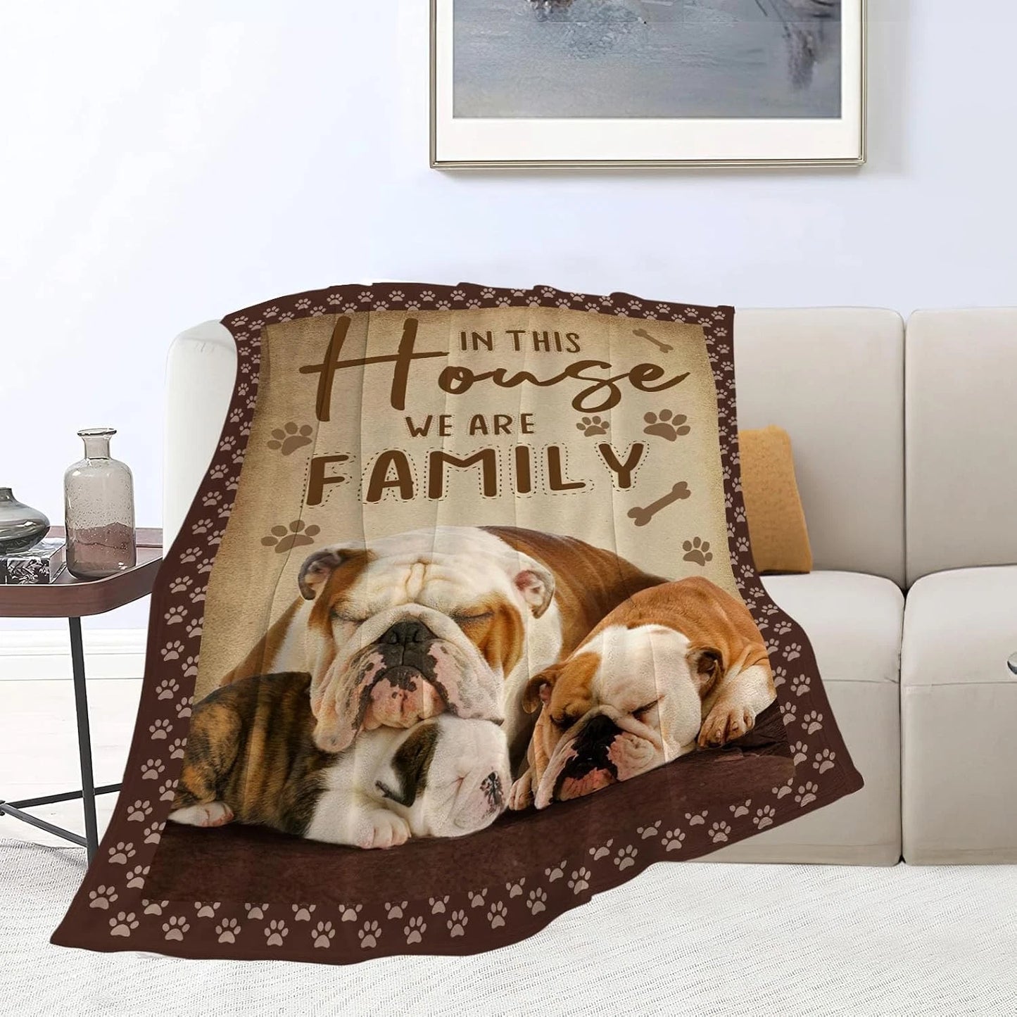Bulldog Family Dog Lover Blanket For Dog