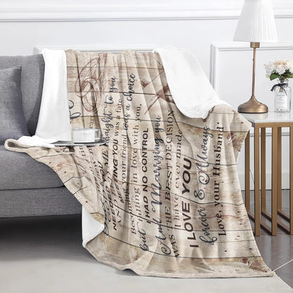 To My Wife Romantic Quotes Rustic Blanket Couple