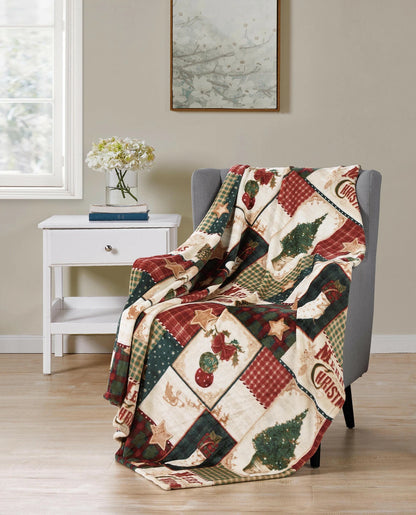 Christmas Blanket, Plaid Patchwork Holiday Throw Decor