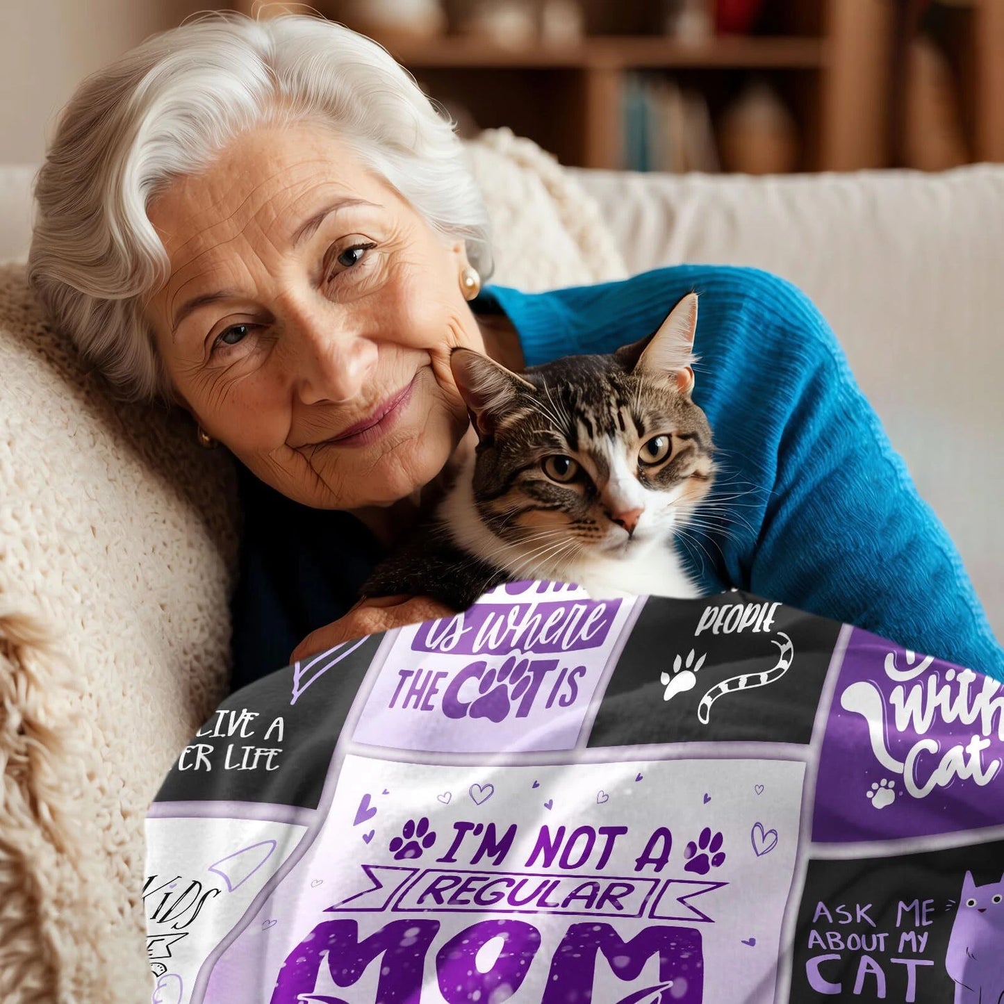 Cat Blanket Mom Gifts for Women Cat