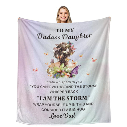 Badass Daughter Quotes Throw Blanket For Dad