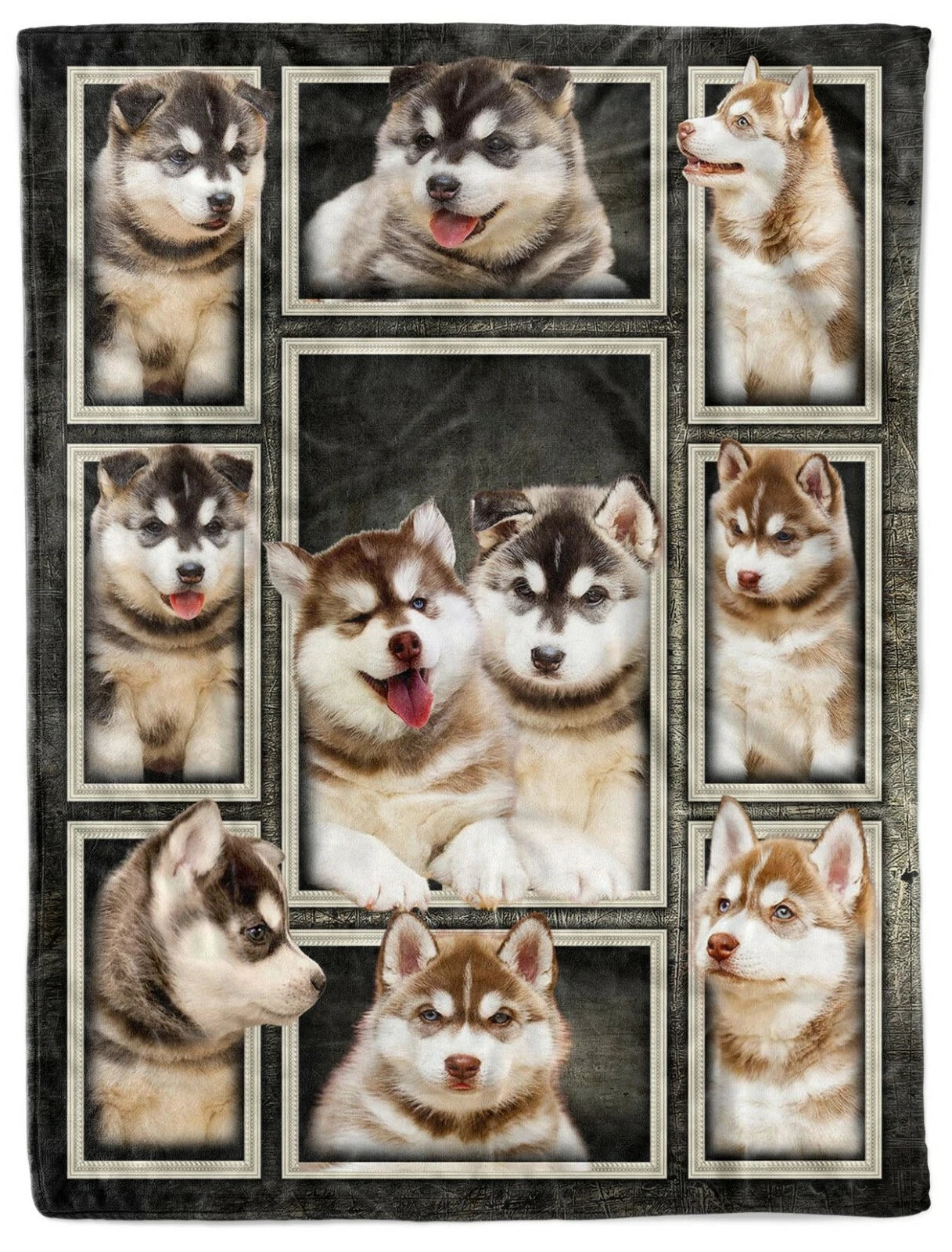 Husky Puppy Photo Collage Blanket