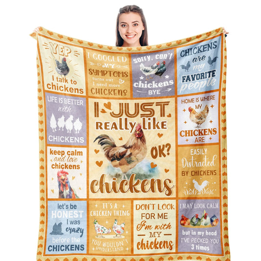 Funny Chicken Blanket, Farmhouse Decor Gift