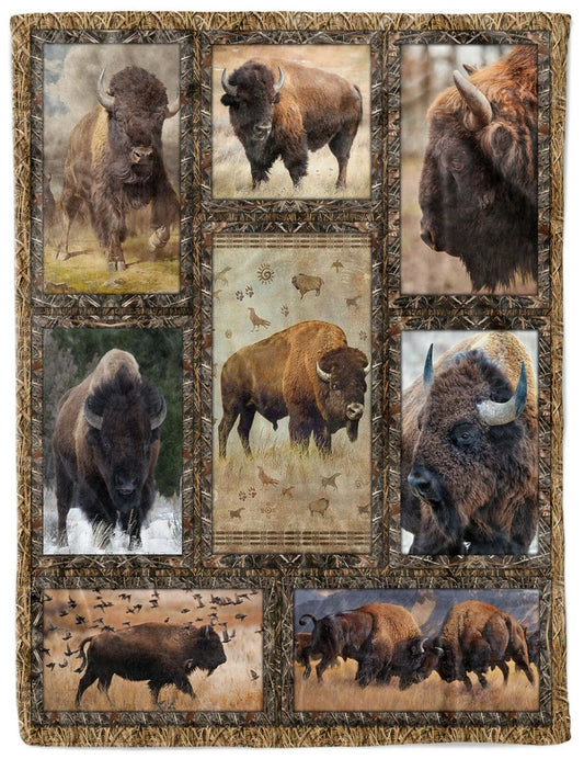 Buffalo Bison Photo Collage Blanket