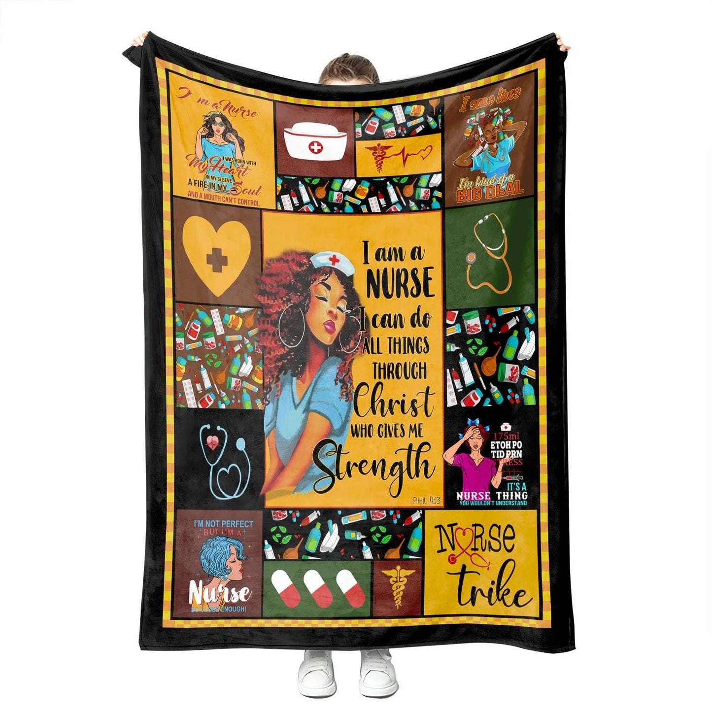 Black Nurse Gift Art Blanket Quotes