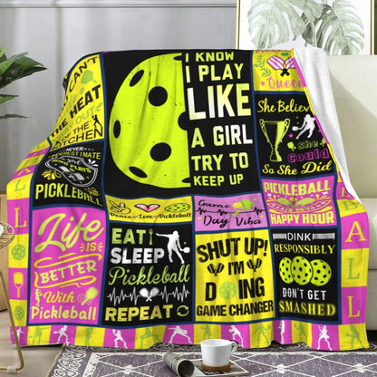 Pickleball Player Eat Sleep Repeat Pink Blanket