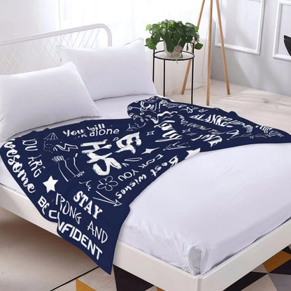 Navy Blue Sending Big Hugs Inspirational Blanket