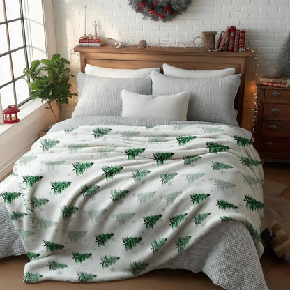 Christmas Tree Blanket, Minimalist Holiday Pine Throw