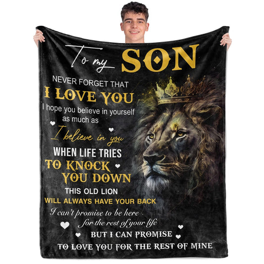To My Son Lion Dad Love Blanket Crown