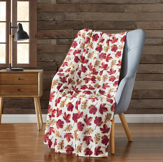 Maple Leaf Blanket, Autumn Fall Harvest Throw Decor